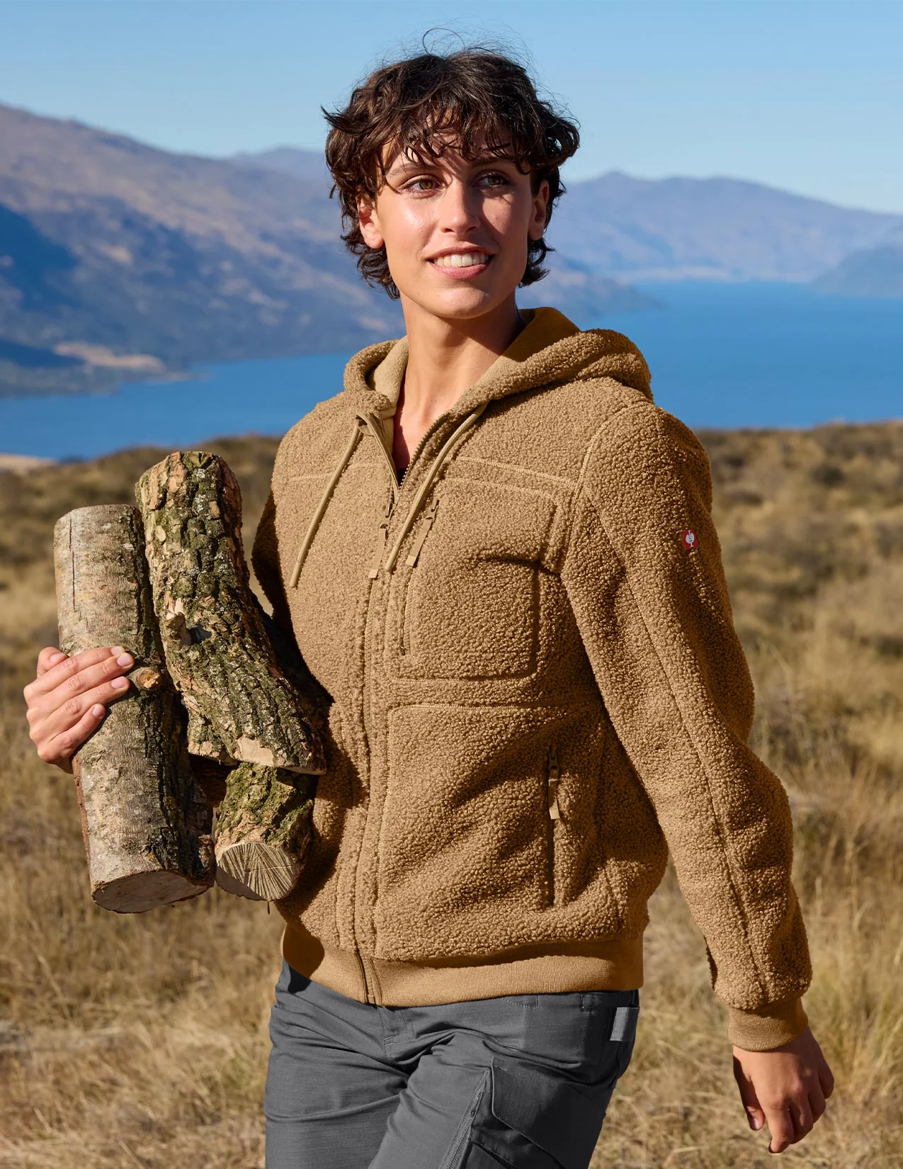 Women's Hooded Sherpa Fleece Jacket e.s.e:pic - Image 4