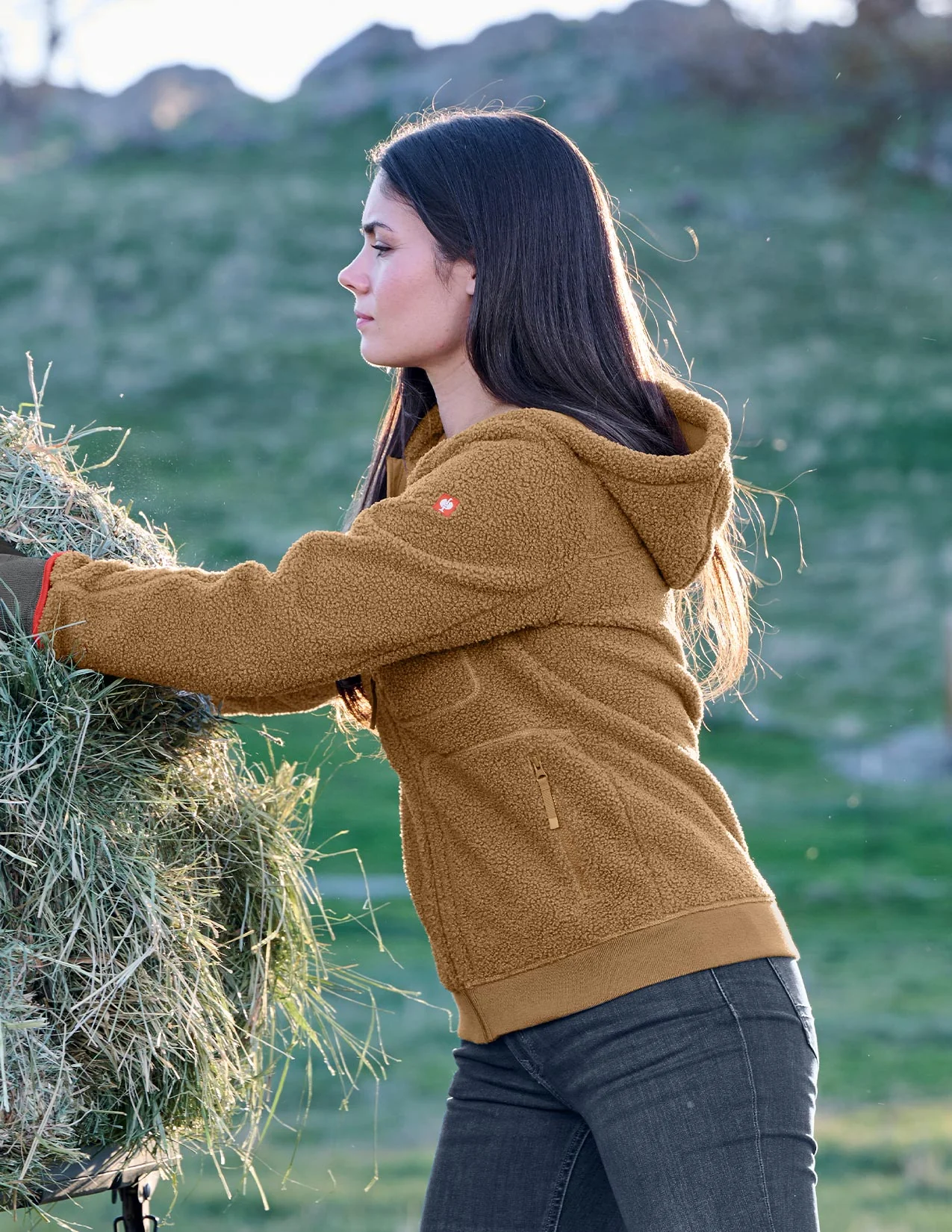 Women's Hooded Sherpa Fleece Jacket e.s.e:pic - Image 6