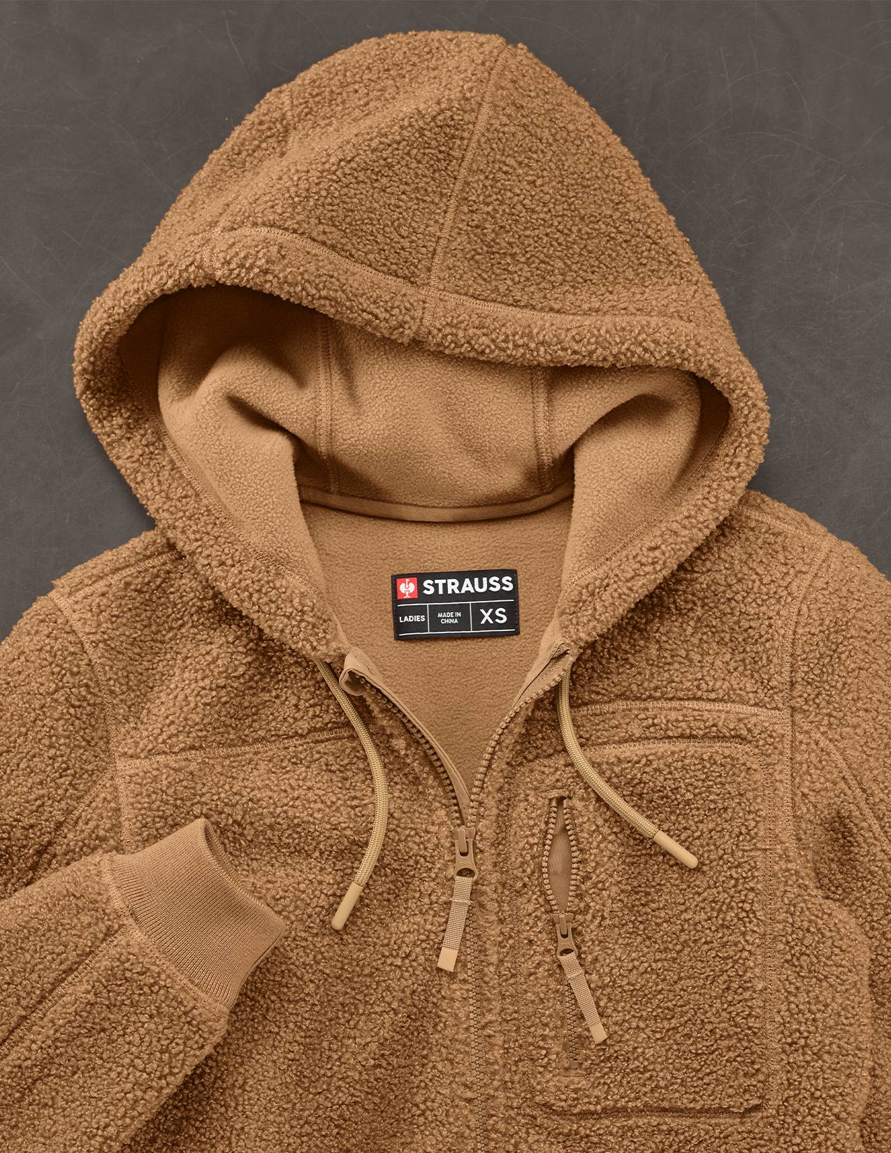 Women's Hooded Sherpa Fleece Jacket e.s.e:pic - Image 8