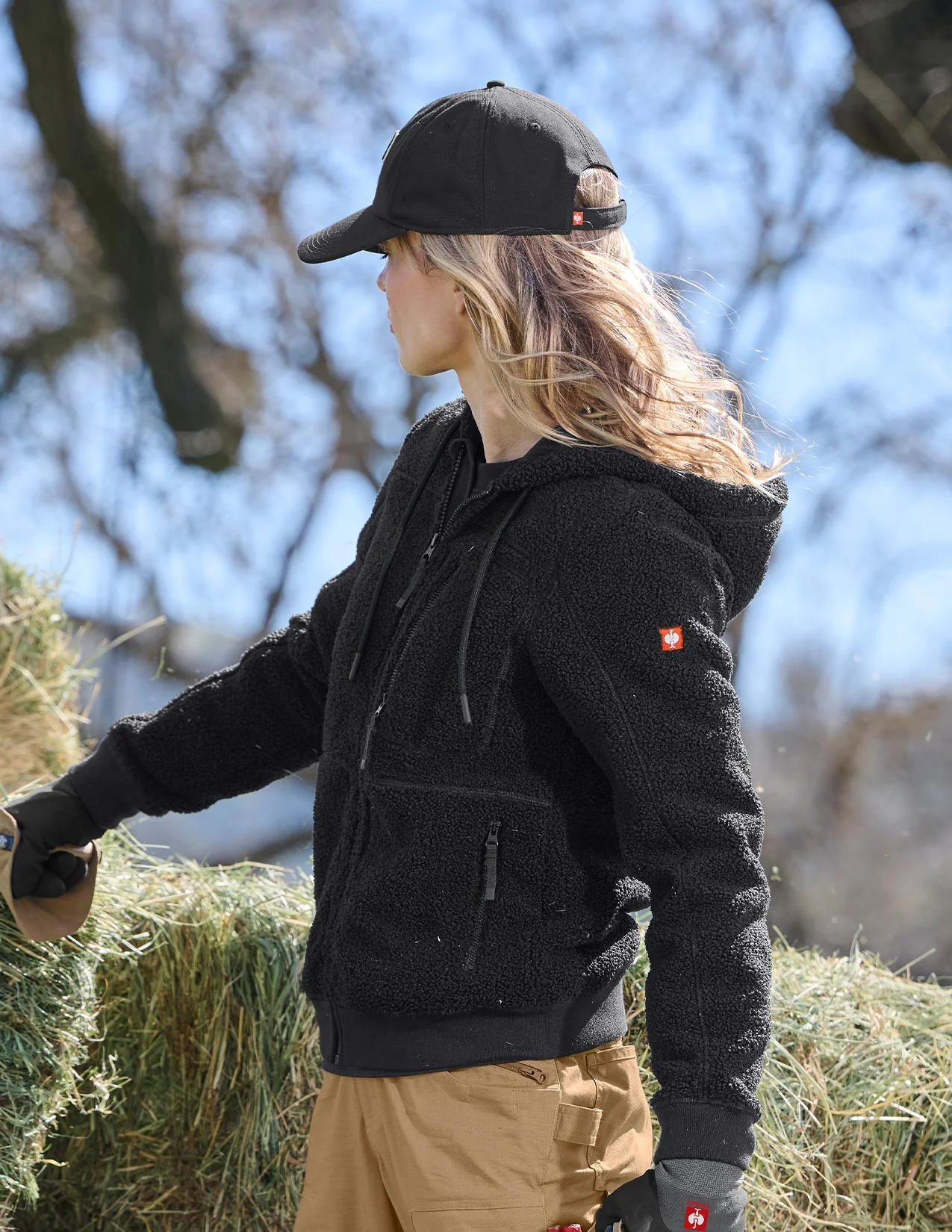 Women's Hooded Sherpa Fleece Jacket e.s.e:pic - Image 6