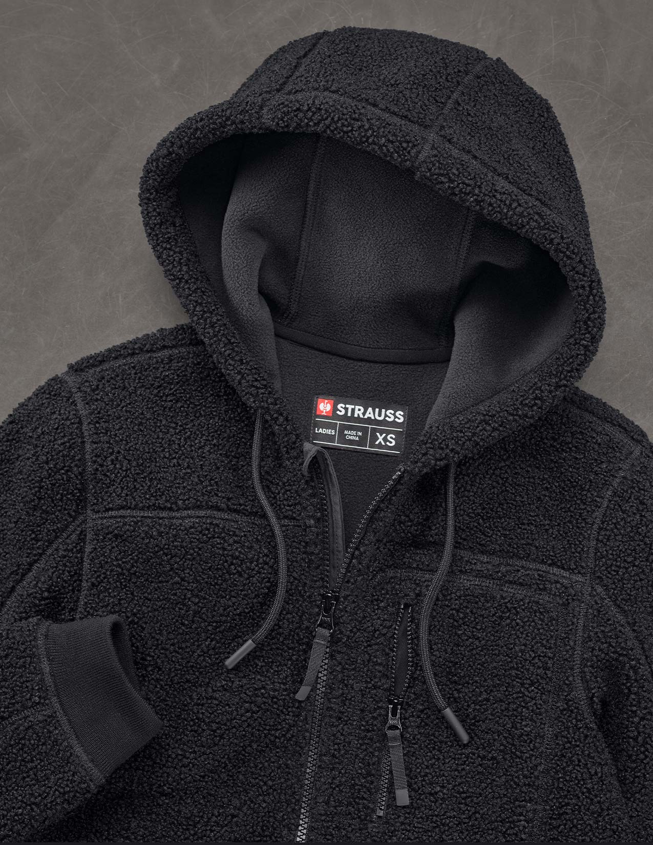 Women's Hooded Sherpa Fleece Jacket e.s.e:pic - Image 9