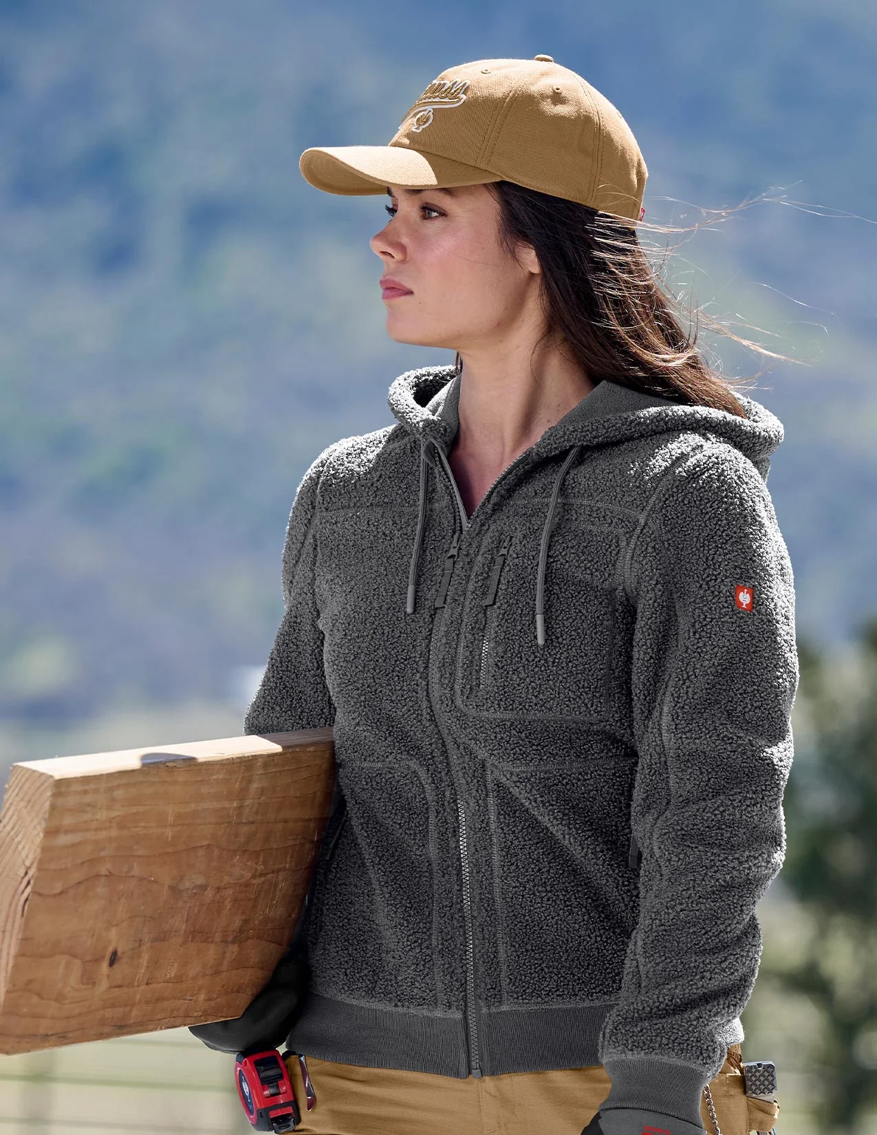 Women's Hooded Sherpa Fleece Jacket e.s.e:pic - Image 8
